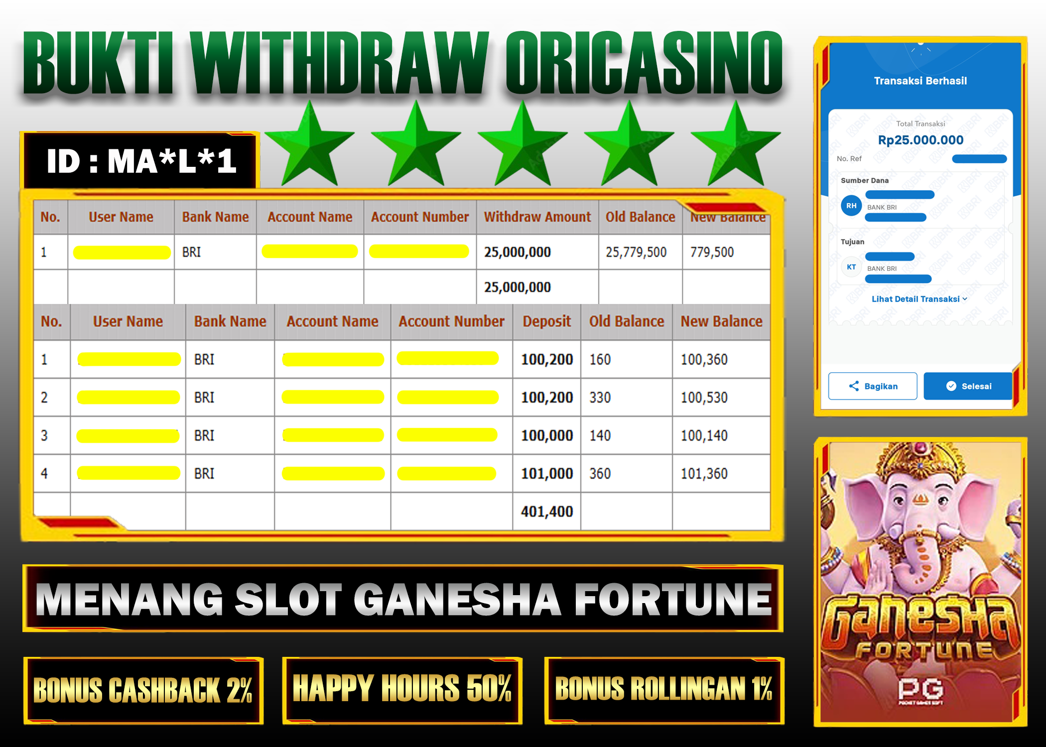 BUKTI KEMENANGAN SL0T GANESHA FORTUNE PROVIDER PGSOFT